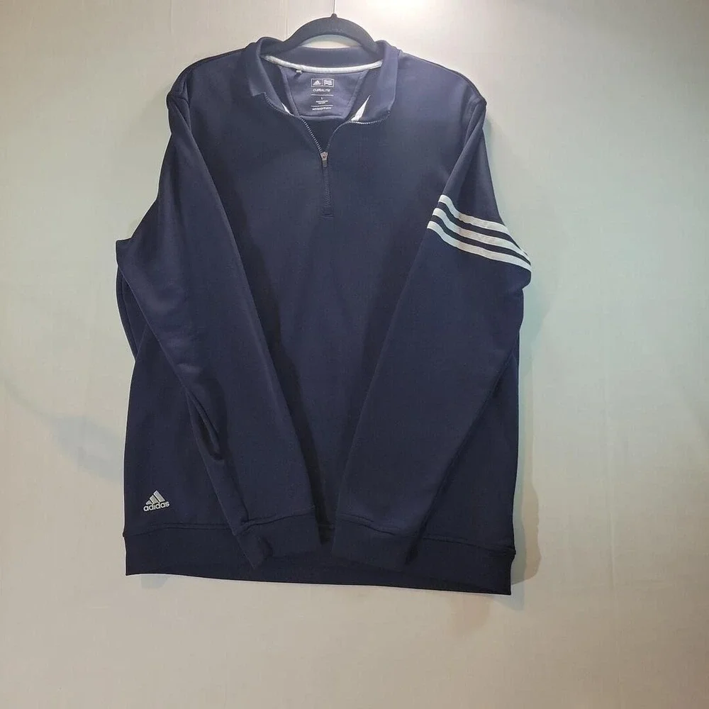Adidas Golf ClimaLite ¼ Zip Polyester Pullover Men's Size Large Navy Blue